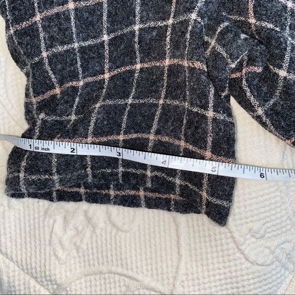 ZARA Grey Pink White Plaid Window Boxy Fit High-low Pain Print Top Size XS - Picture 8 of 12